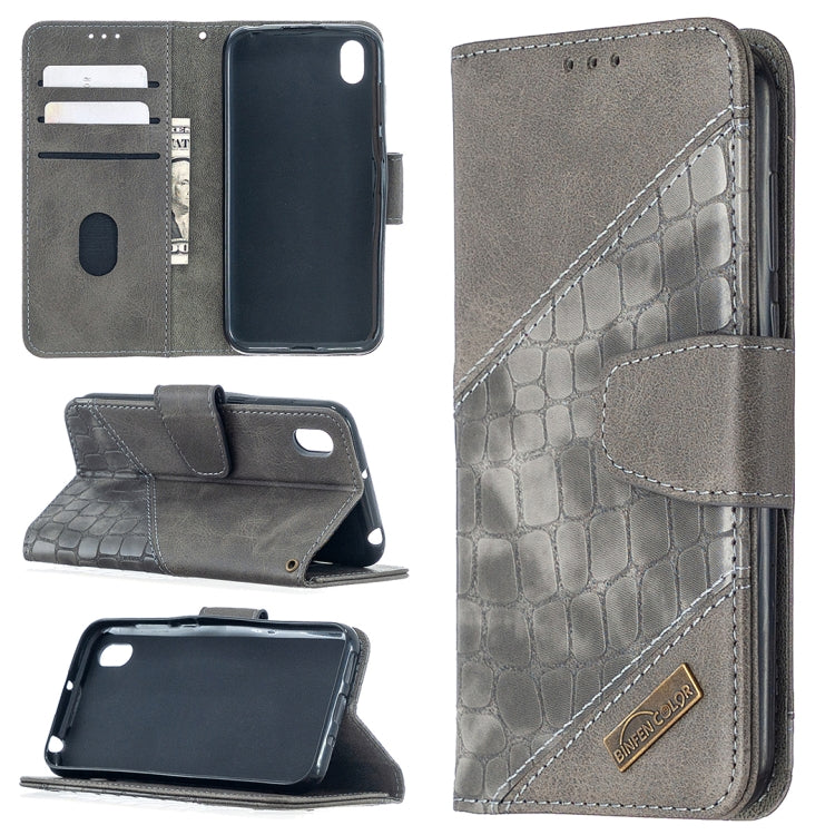 For Huawei Y5(2019) Matching Color Crocodile Texture Horizontal Flip PU Leather Case with Wallet & Holder & Card Slots