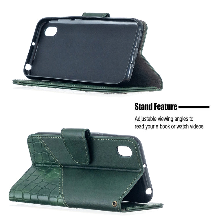 For Huawei Y5(2019) Matching Color Crocodile Texture Horizontal Flip PU Leather Case with Wallet & Holder & Card Slots