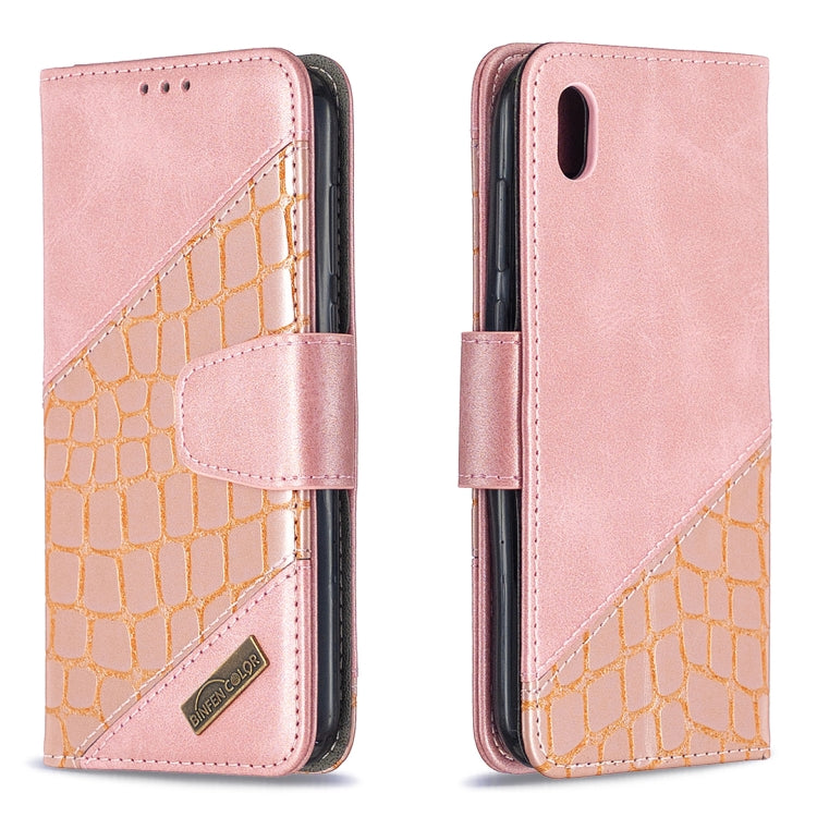 For Huawei Y5(2019) Matching Color Crocodile Texture Horizontal Flip PU Leather Case with Wallet & Holder & Card Slots