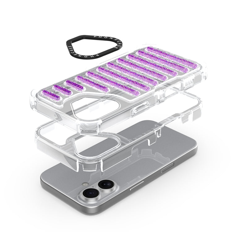 For iPhone 16 Pro Capsule Glitter TPU Hybrid PC Airbag Phone Case