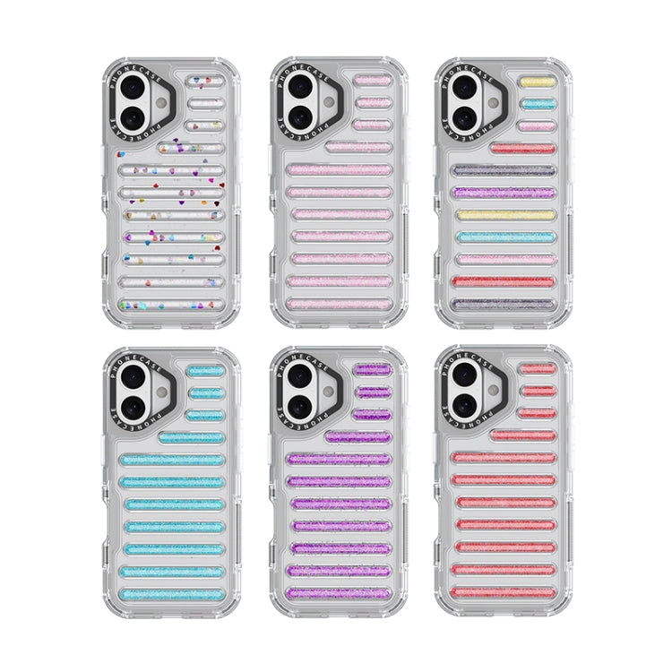 For iPhone 16 Capsule Glitter TPU Hybrid PC Airbag Phone Case