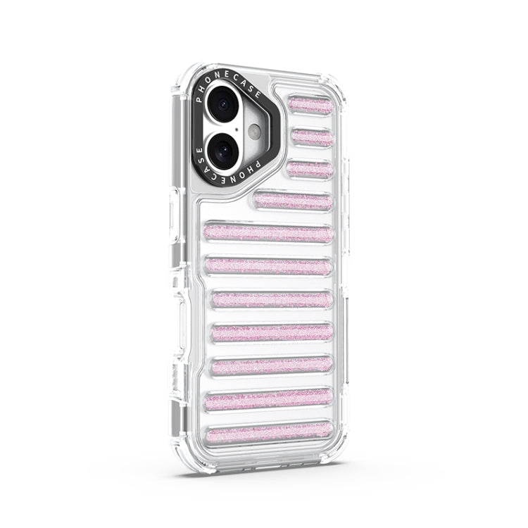 For iPhone 16 Capsule Glitter TPU Hybrid PC Airbag Phone Case