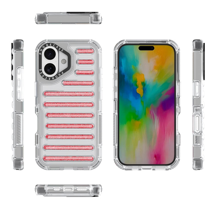 For iPhone 16 Capsule Glitter TPU Hybrid PC Airbag Phone Case