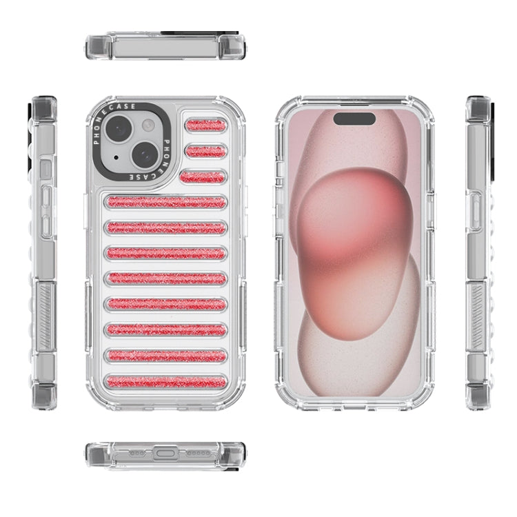 For iPhone 15 Capsule Glitter TPU Hybrid PC Airbag Phone Case