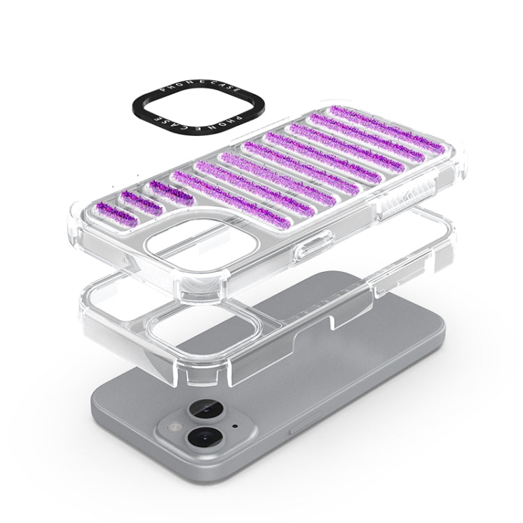 For iPhone 15 Capsule Glitter TPU Hybrid PC Airbag Phone Case