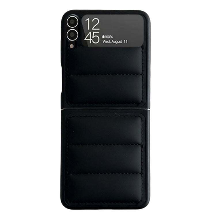For Samsung Galaxy Z Flip4 Cotton Filling Eiderdown Airbag Phone Case - Black