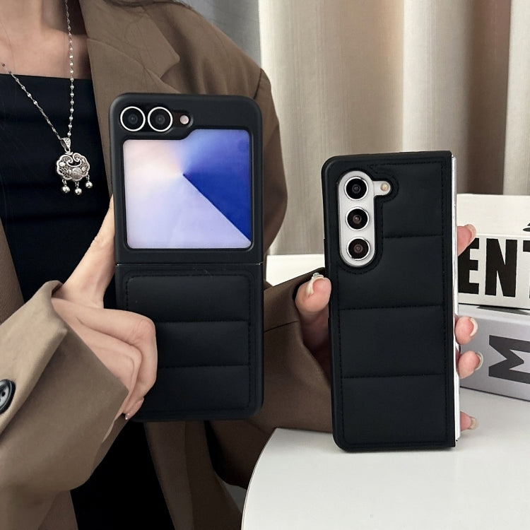 For Samsung Galaxy Z Fold5 Cotton Filling Eiderdown Airbag Phone Case - Black
