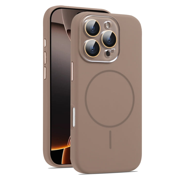 For iPhone 16 Pro Max AG Fine Hole Liquid Silicone MagSafe Magnetic Phone Case