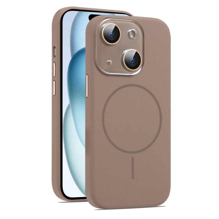 For iPhone 15 AG Fine Hole Liquid Silicone MagSafe Magnetic Phone Case