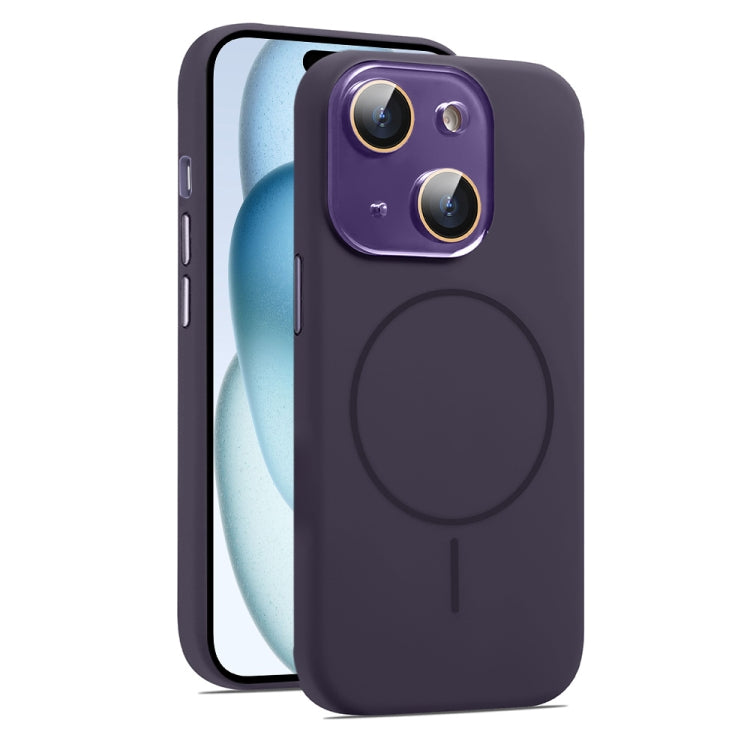 For iPhone 15 AG Fine Hole Liquid Silicone MagSafe Magnetic Phone Case