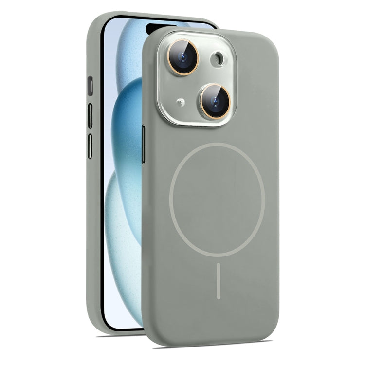 For iPhone 15 AG Fine Hole Liquid Silicone MagSafe Magnetic Phone Case