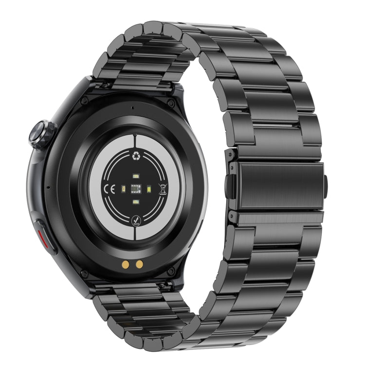 T82 1.43 inch Round Screen BT Call Smart Watch, Heart Rate / Blood Pressure / Blood Oxygen / Sleep / Blood Sugar / HRV / Metope / SOS, Strap:Stainless Steel Black