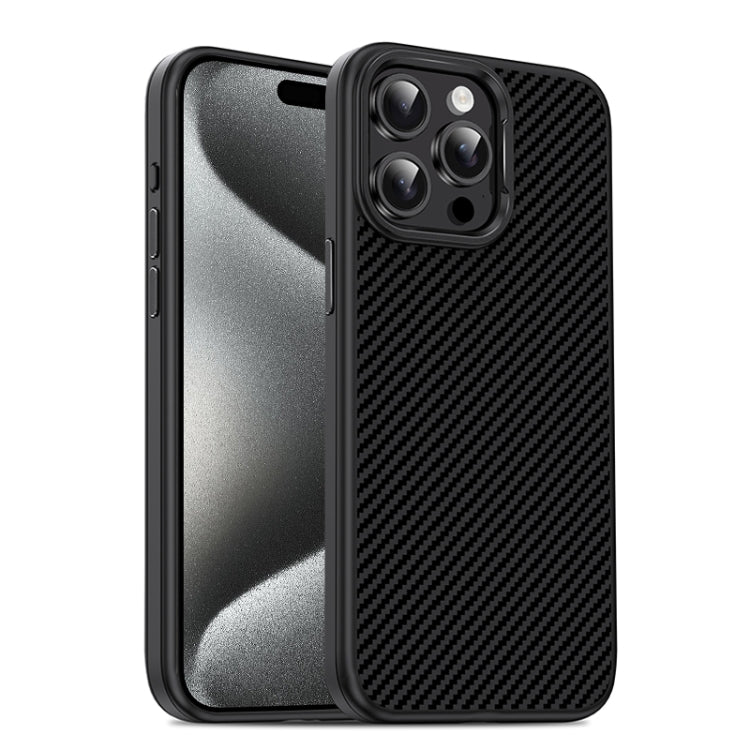 For iPhone 15 Pro Carbon Fiber Textured Oil Spray MagSafe Magnetic Phone Case
