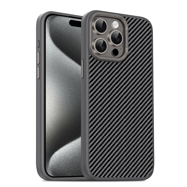For iPhone 15 Pro Carbon Fiber Textured Oil Spray MagSafe Magnetic Phone Case