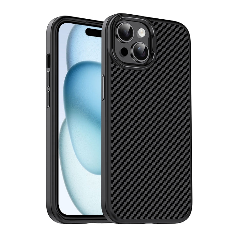 For iPhone 15 Carbon Fiber Textured Oil Spray MagSafe Magnetic Phone Case