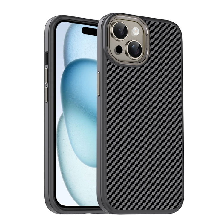 For iPhone 15 Carbon Fiber Textured Oil Spray MagSafe Magnetic Phone Case