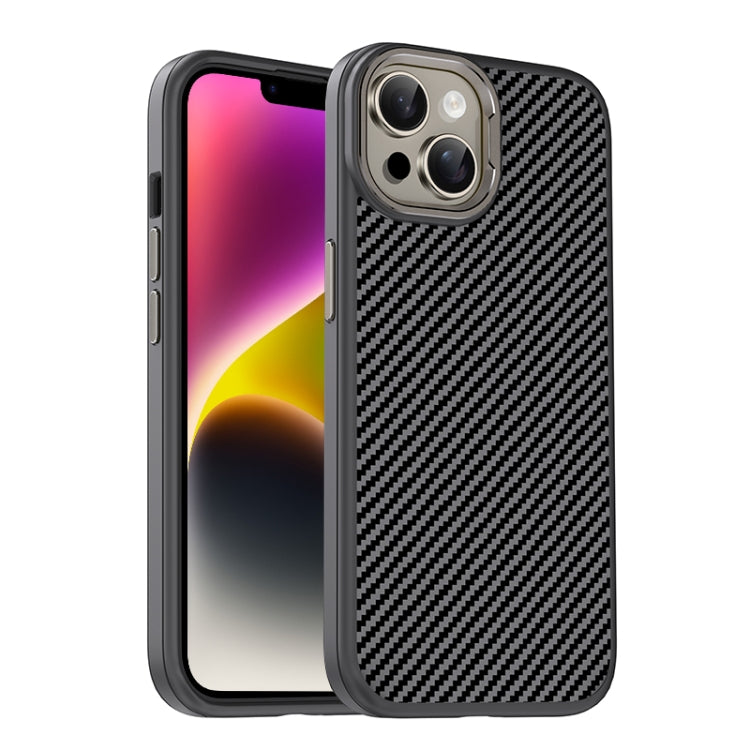 For iPhone 14 Carbon Fiber Textured Oil Spray MagSafe Magnetic Phone Case