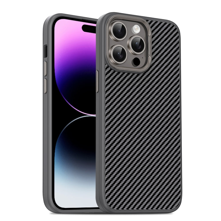 For iPhone 14 Pro Max Carbon Fiber Textured Oil Spray MagSafe Magnetic Phone Case