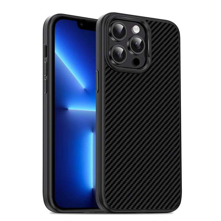 For iPhone 13 Pro Max Carbon Fiber Textured Oil Spray MagSafe Magnetic Phone Case