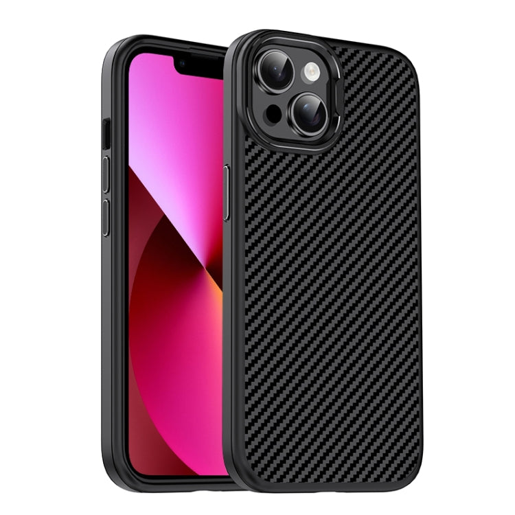 For iPhone 13 Carbon Fiber Textured Oil Spray MagSafe Magnetic Phone Case