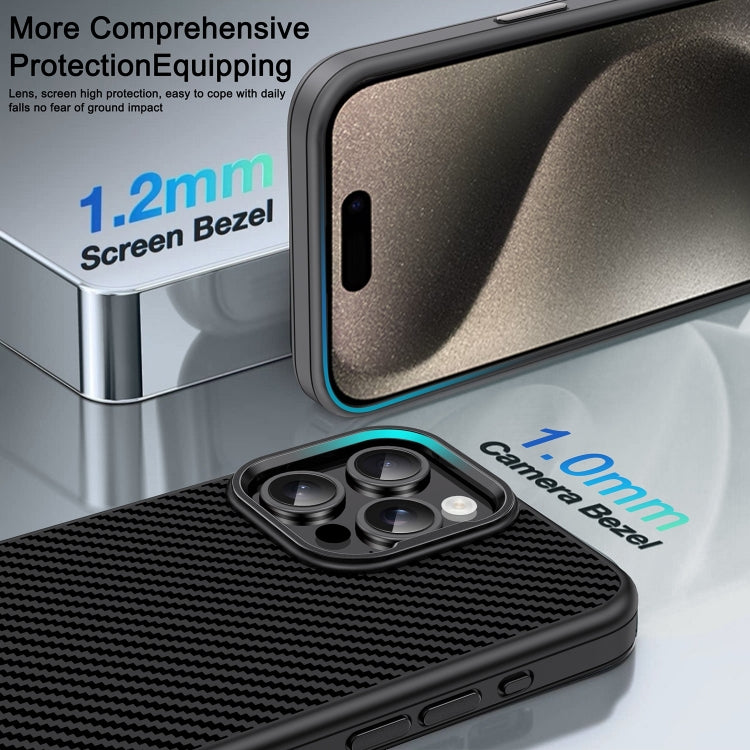 For iPhone 15 Plus Carbon Fiber Textured Oil Spray MagSafe Magnetic Phone Case
