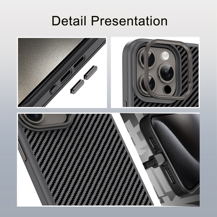 For iPhone 14 Plus Carbon Fiber Textured Oil Spray MagSafe Magnetic Phone Case