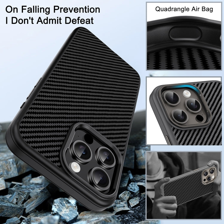 For iPhone 15 Carbon Fiber Textured Oil Spray MagSafe Magnetic Phone Case
