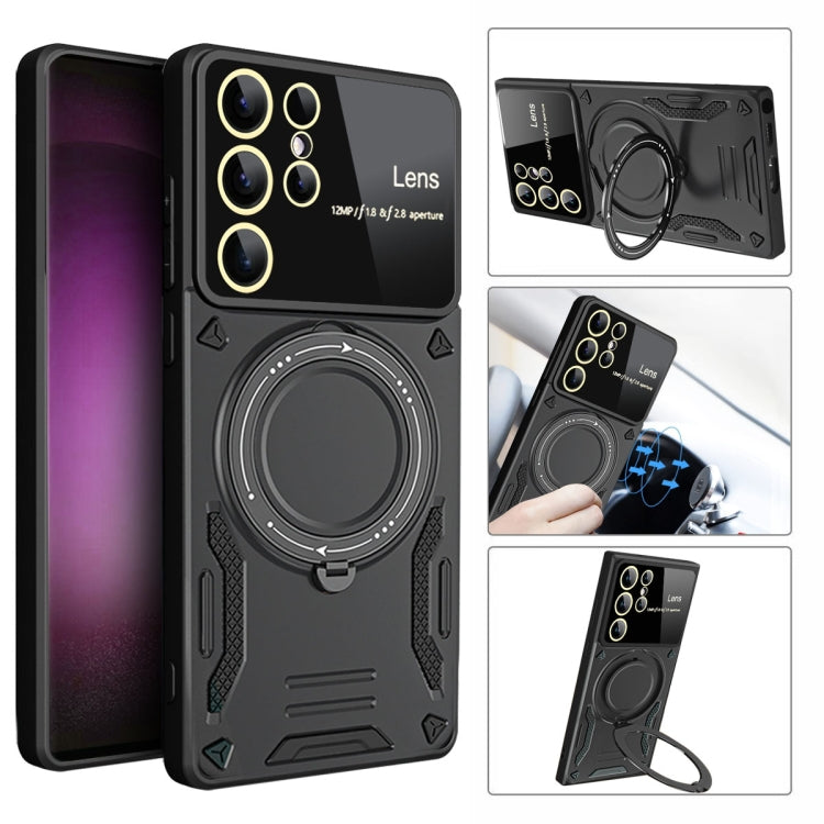 For Samsung Galaxy S25 Ultra 5G Large Window MagSafe Holder Phone Case