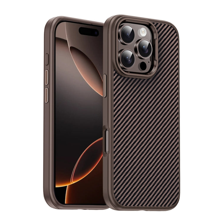 For iPhone 16 Pro Max Carbon Fiber Textured Oil Spray MagSafe Magnetic Phone Case