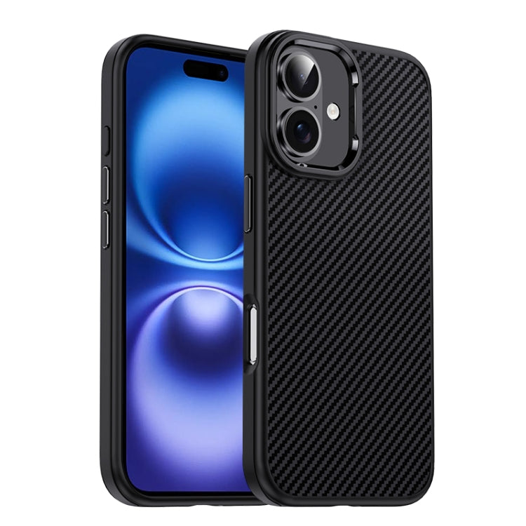 For iPhone 16 Plus Carbon Fiber Textured Oil Spray MagSafe Magnetic Phone Case