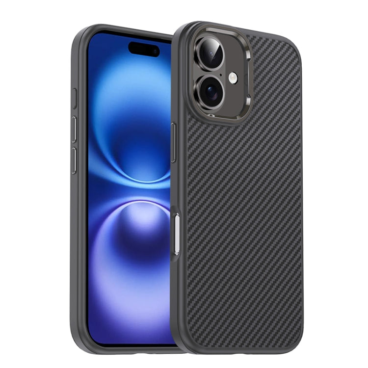 For iPhone 16 Plus Carbon Fiber Textured Oil Spray MagSafe Magnetic Phone Case