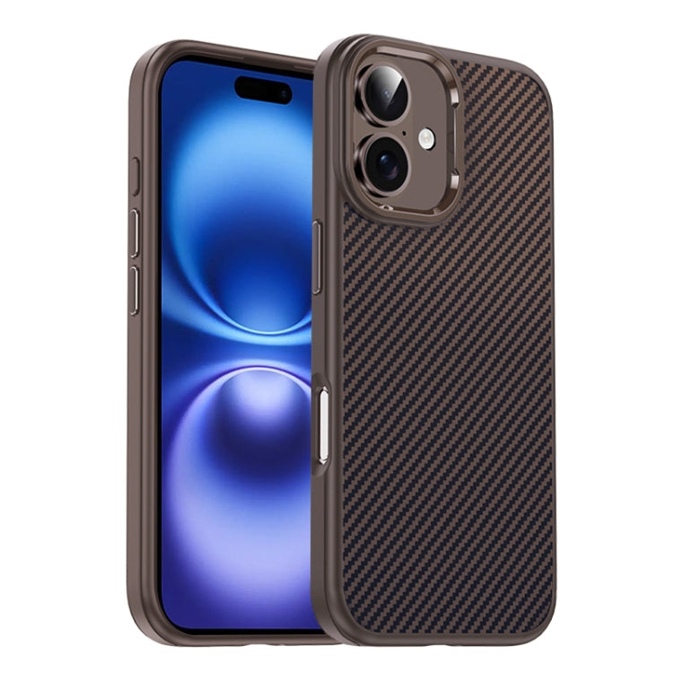 For iPhone 16 Carbon Fiber Textured Oil Spray MagSafe Magnetic Phone Case