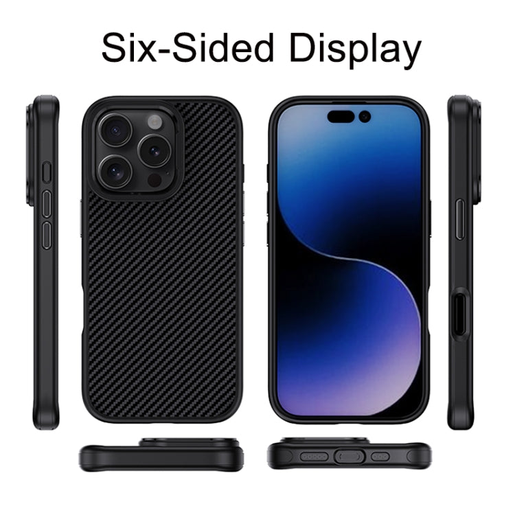 For iPhone 16 Carbon Fiber Textured Oil Spray MagSafe Magnetic Phone Case