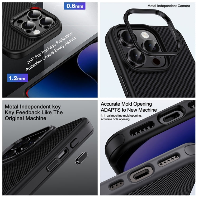 For iPhone 16 Carbon Fiber Textured Oil Spray MagSafe Magnetic Phone Case