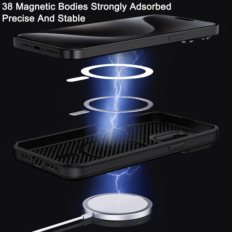 For iPhone 16 Pro Max Carbon Fiber Textured Oil Spray MagSafe Magnetic Phone Case