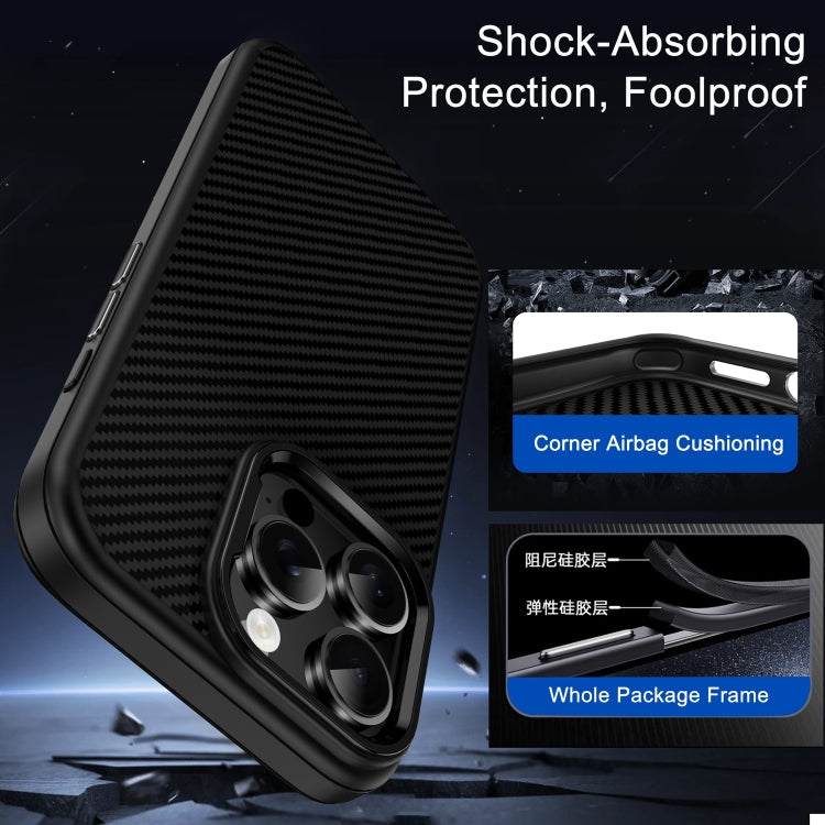 For iPhone 16 Pro Max Carbon Fiber Textured Oil Spray MagSafe Magnetic Phone Case
