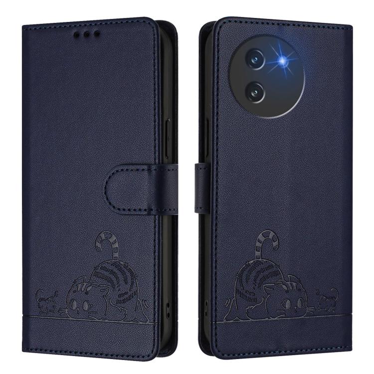 For Doogee Note 59 5G / Note 59 Pro Cat Rat Embossed Pattern RFID Leather Phone Case with Lanyard