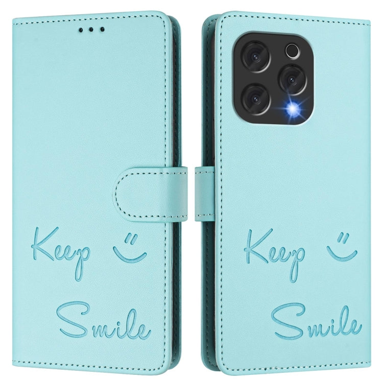 For Doogee N55 Plus Smile Embossing RFID Leather Phone Case