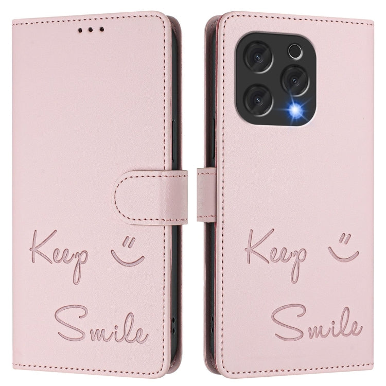 For Doogee N55 Plus Smile Embossing RFID Leather Phone Case