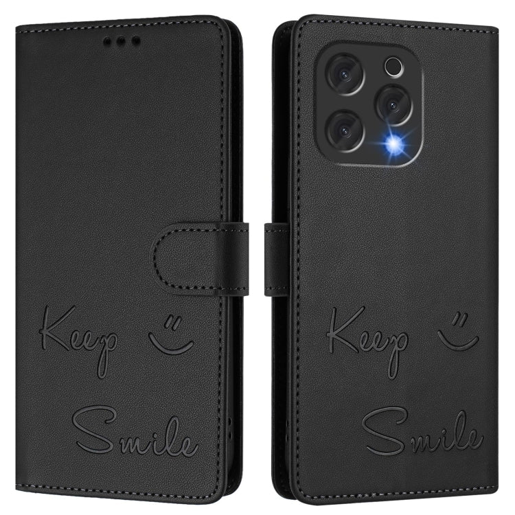 For Doogee N55 Plus Smile Embossing RFID Leather Phone Case