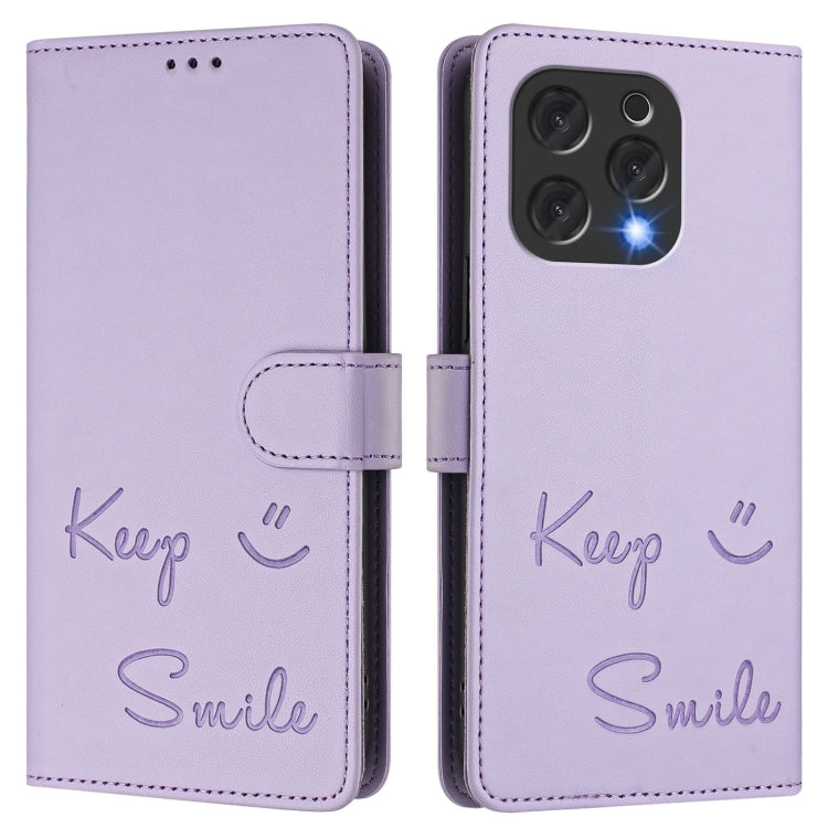 For Doogee N55 Plus Smile Embossing RFID Leather Phone Case