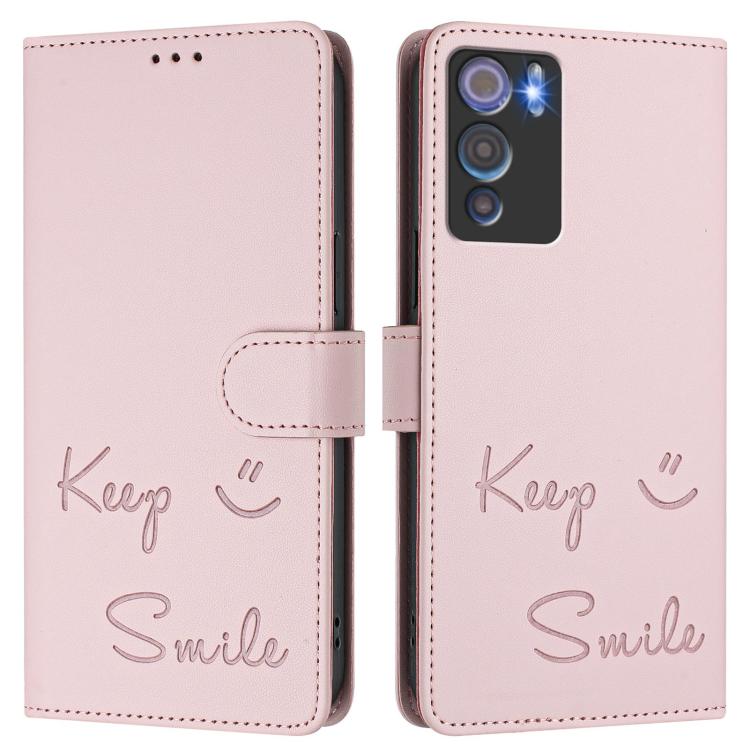 For Doogee N60 Pro Smile Embossing RFID Leather Phone Case