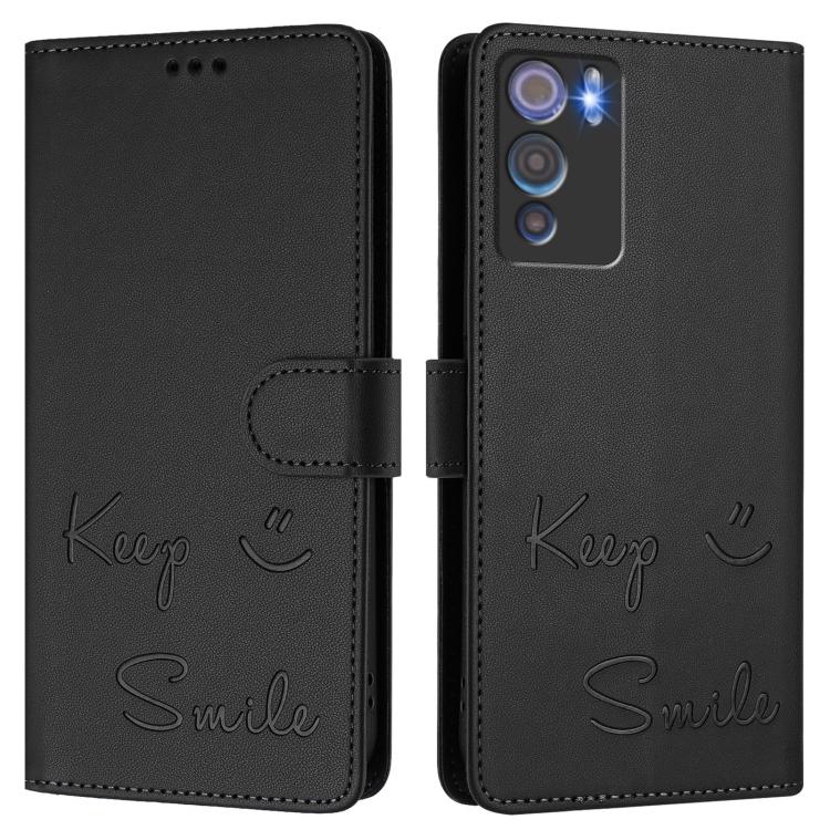 For Doogee N60 Pro Smile Embossing RFID Leather Phone Case