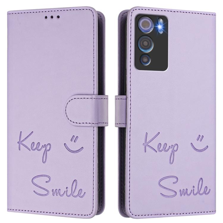 For Doogee N60 Pro Smile Embossing RFID Leather Phone Case