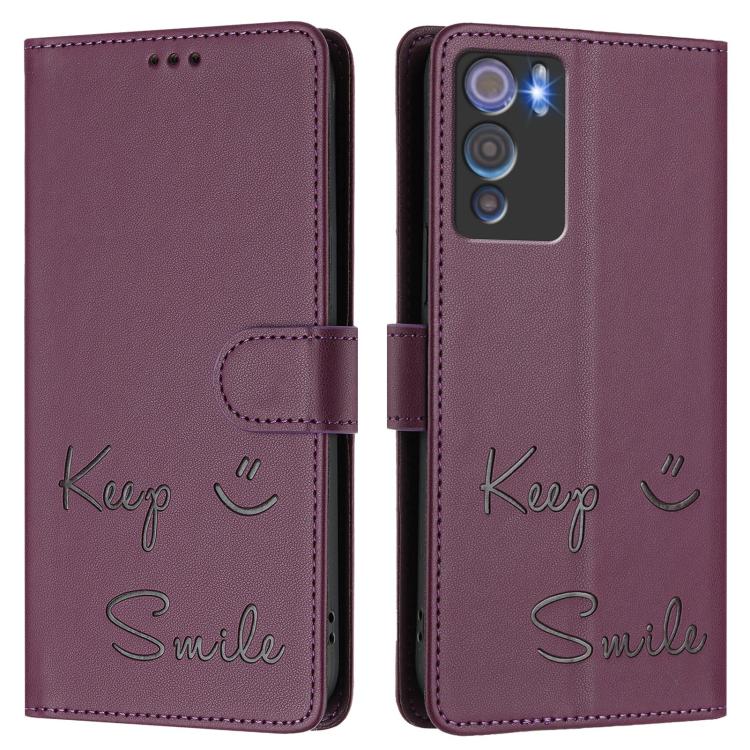 For Doogee N60 Pro Smile Embossing RFID Leather Phone Case