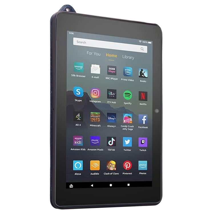 For Amazon Kindle Fire 7 12th 2022 TPU Leather Back Tablet Case with Wristband