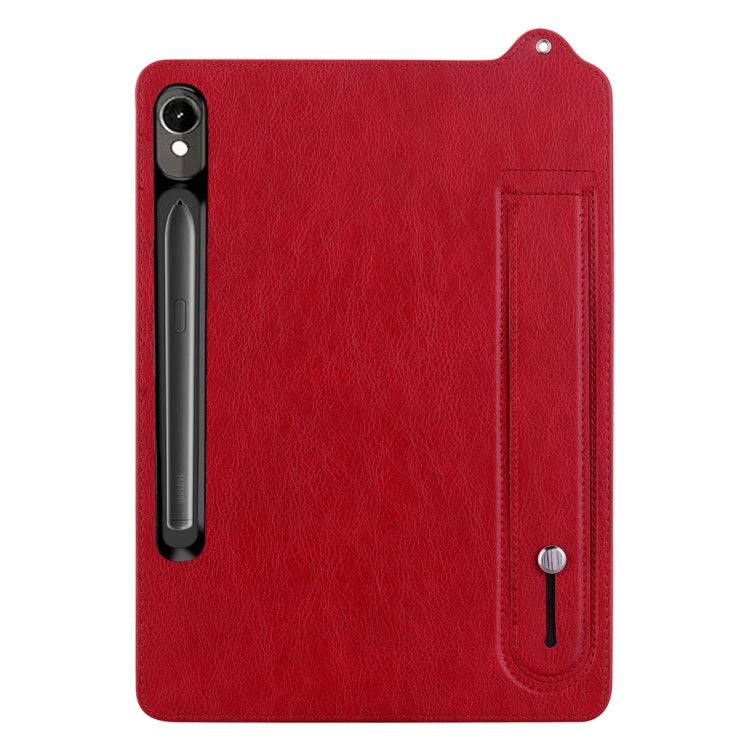 For Samsung Galaxy Tab S10 / S9 / S11 TPU Leather Back Tablet Case with Wristband