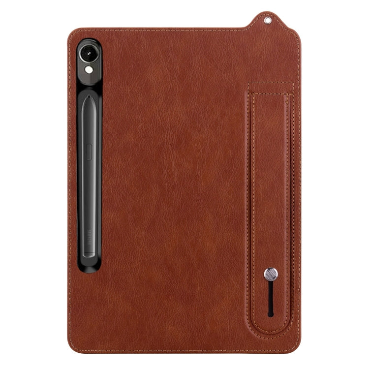 For Samsung Galaxy Tab S10 / S9 / S11 TPU Leather Back Tablet Case with Wristband
