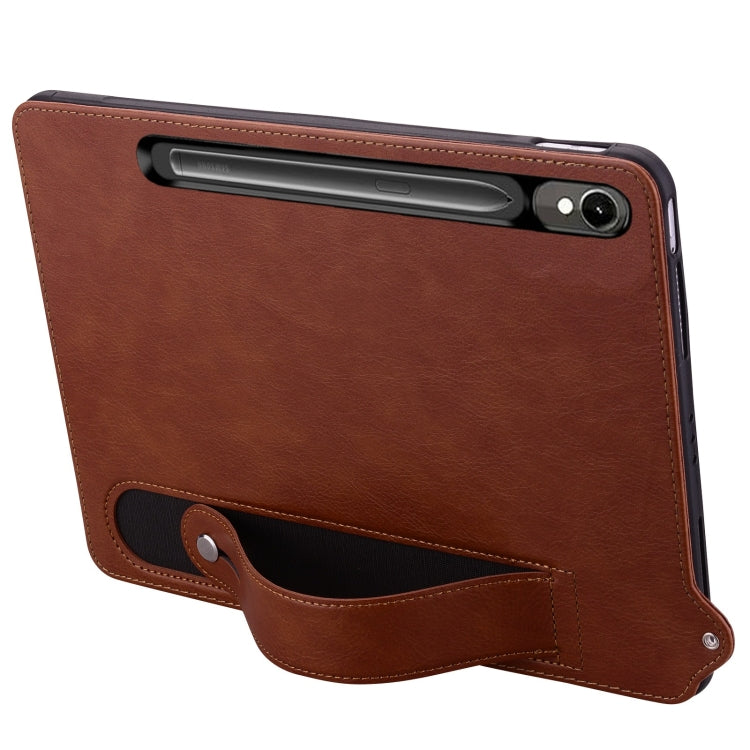 For Samsung Galaxy Tab S10 / S9 / S11 TPU Leather Back Tablet Case with Wristband