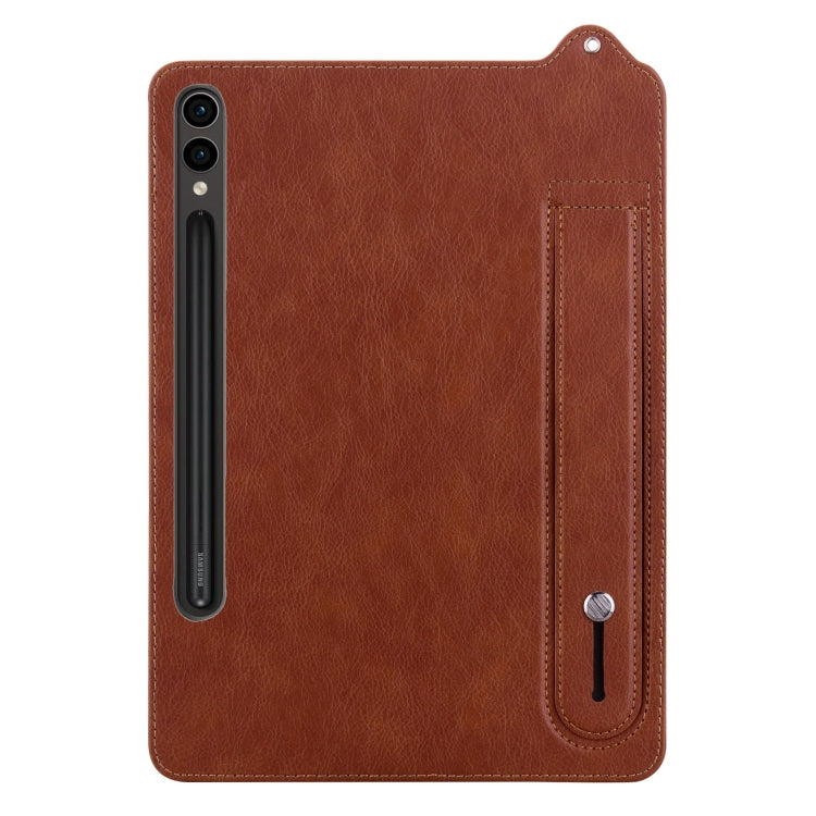 For Samsung Galaxy Tab S10+ / S9+ / S8+ TPU Leather Back Tablet Case with Wristband